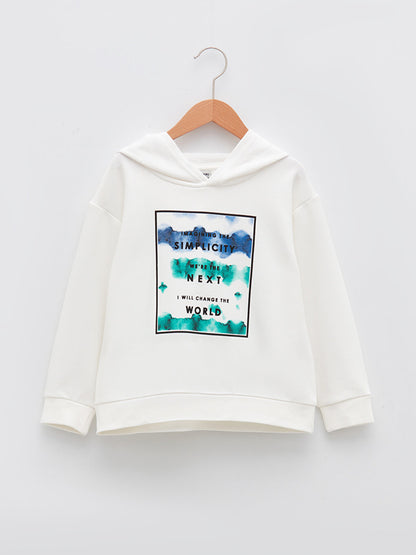 Hooded Printed Long Sleeve Boy's Sweatshirt