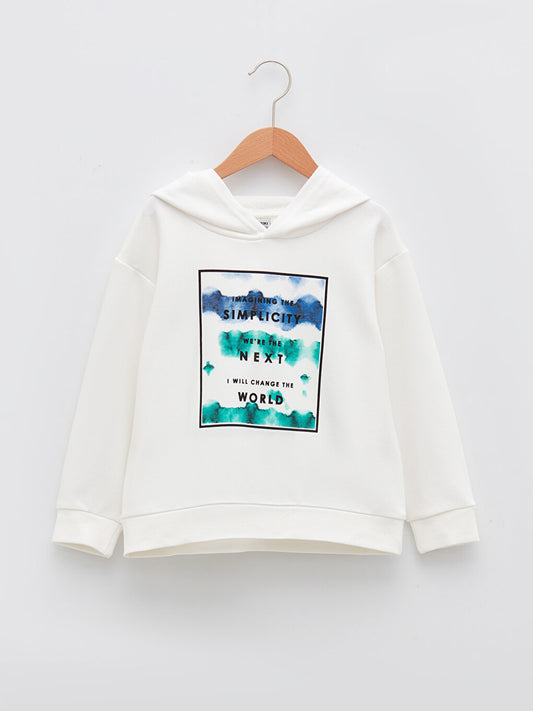 Hooded Printed Long Sleeve Boy's Sweatshirt