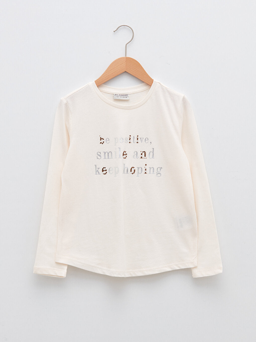 Crew Neck Printed Long Sleeve Cotton Girls' T-Shirt