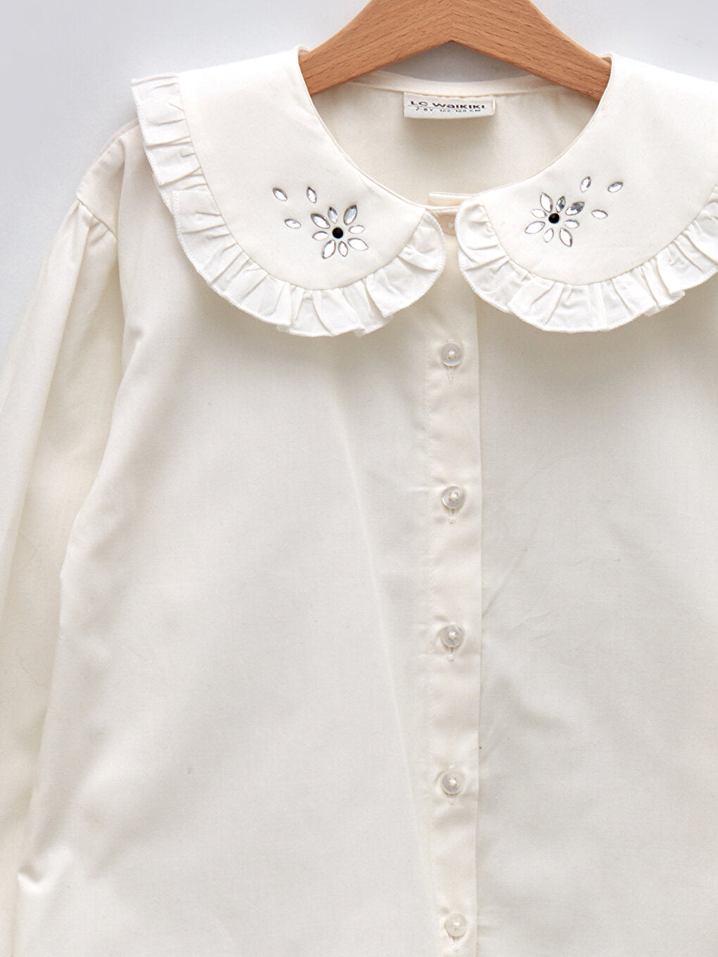 Baby Collar Basic Long Sleeve Poplin Girl's Shirt