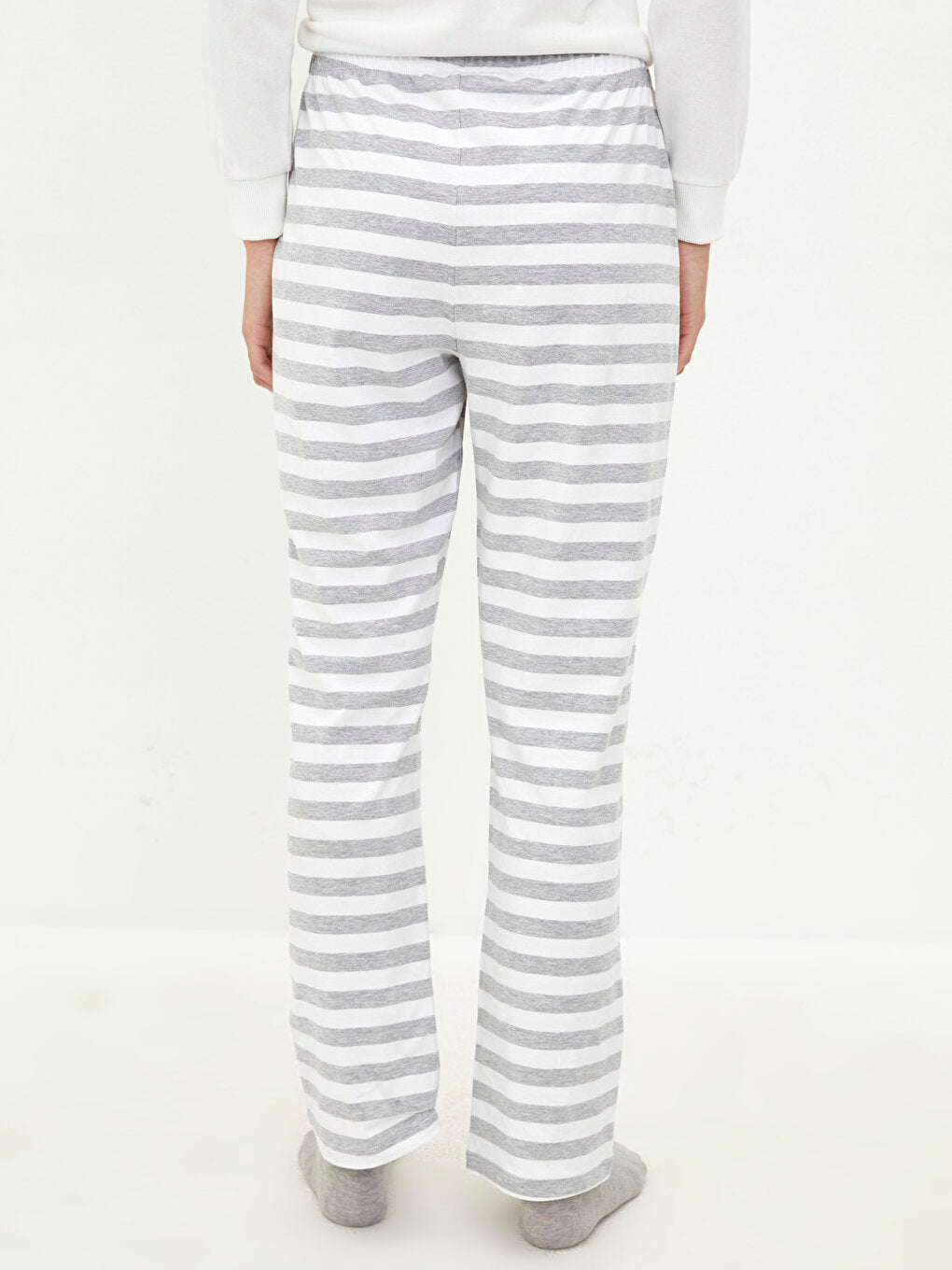 Striped Cotton Women's Pajama Bottoms with Elastic Waist