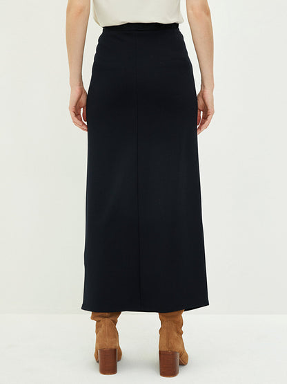 Plain Ponte Fabric Women's Skirt with Elastic Waist