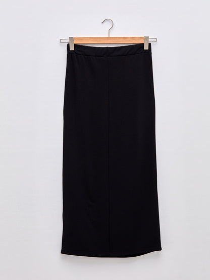 Plain Ponte Fabric Women's Skirt with Elastic Waist