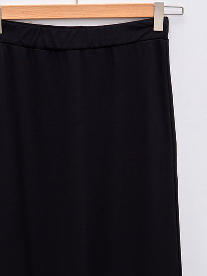 Plain Ponte Fabric Women's Skirt with Elastic Waist