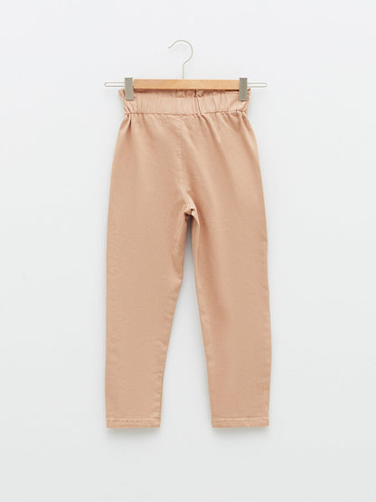 Embroidered Girls' Trousers with Elastic Waist