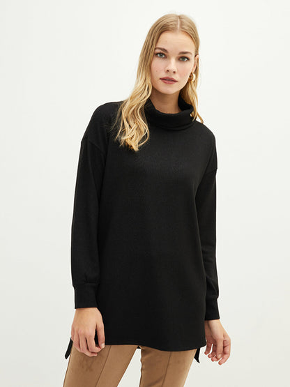 Turtleneck Plain Long Sleeve Women's Tunic