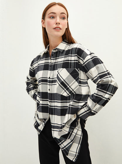 Plaid Long Sleeve Oversize Women's Shirt Tunic