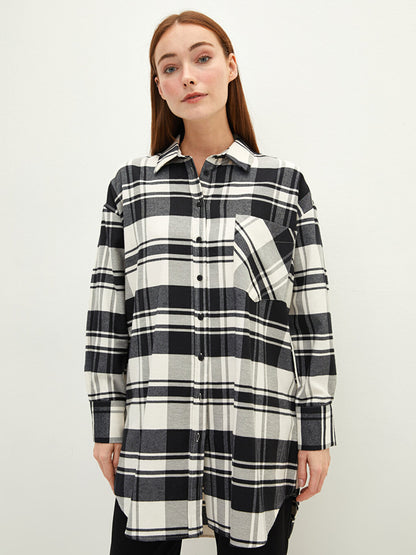 Plaid Long Sleeve Oversize Women's Shirt Tunic