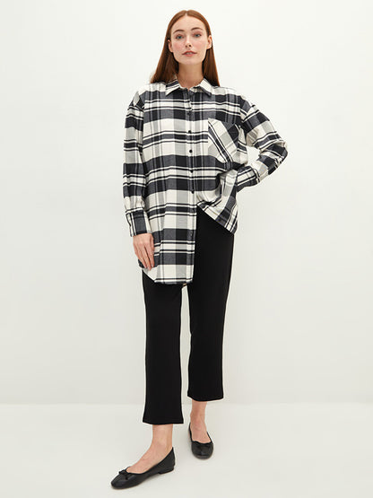 Plaid Long Sleeve Oversize Women's Shirt Tunic