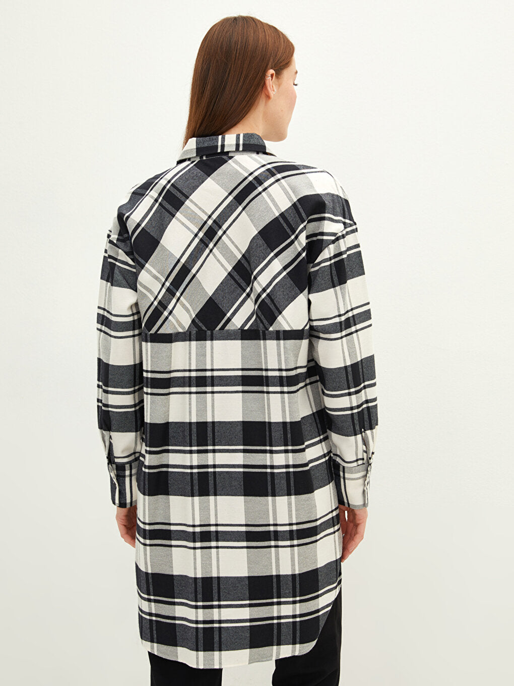 Plaid Long Sleeve Oversize Women's Shirt Tunic