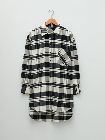 Plaid Long Sleeve Oversize Women's Shirt Tunic