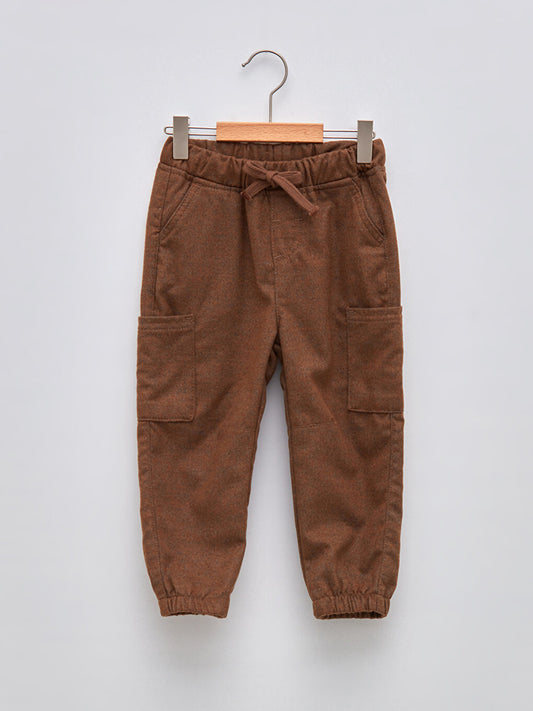 Basic Gabardine Baby Boy Trousers with Ribbed Waist