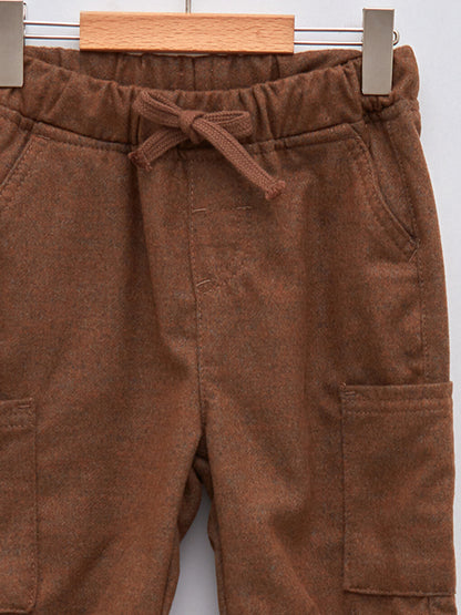 Basic Gabardine Baby Boy Trousers with Ribbed Waist