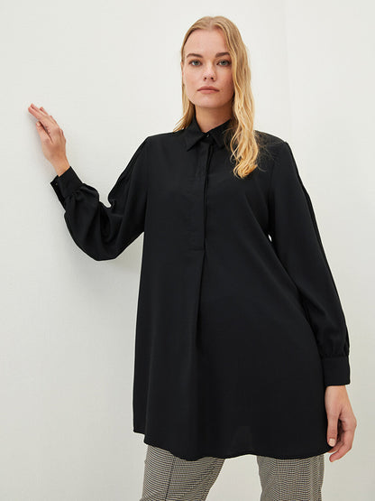 Plain Long Sleeve Crepe Women's Shirt Tunic