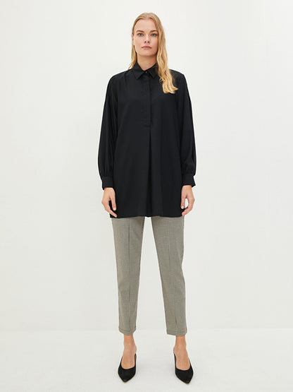 Plain Long Sleeve Crepe Women's Shirt Tunic