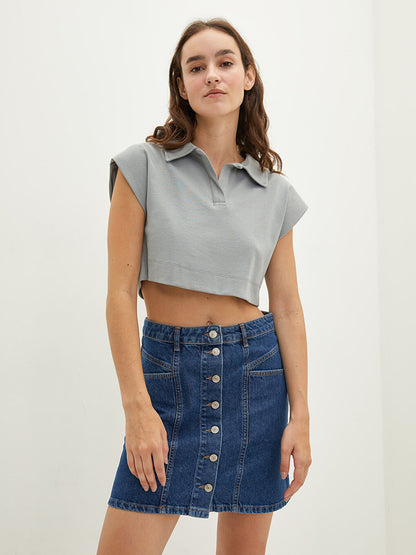 Women's Rodeo Jean Skirt with Front Button Pocket Detail