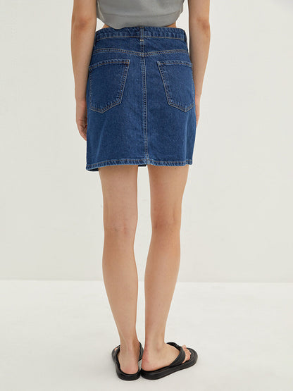 Women's Rodeo Jean Skirt with Front Button Pocket Detail