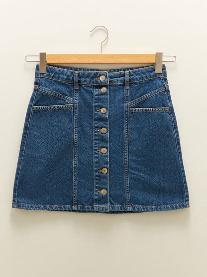 Women's Rodeo Jean Skirt with Front Button Pocket Detail