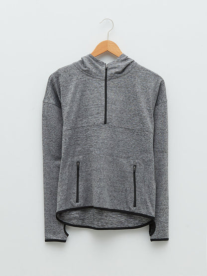 Hooded Plain Long Sleeve Women's Outdoor Sweatshirt