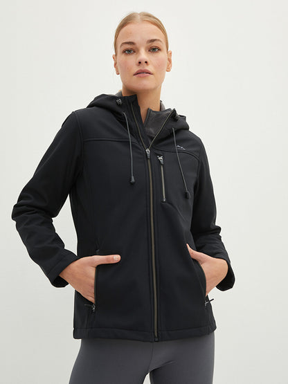 Hooded Long Sleeve Plain Pocket Detailed Women's Outdoor Coat