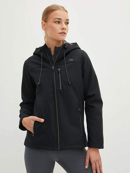 Hooded Long Sleeve Plain Pocket Detailed Women's Outdoor Coat