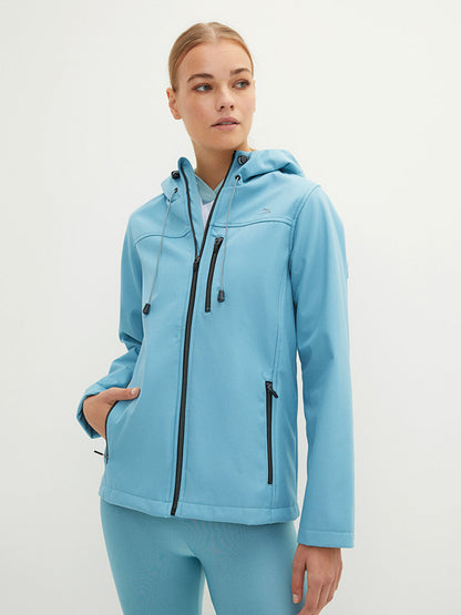 Hooded Long Sleeve Plain Pocket Detailed Women's Outdoor Coat