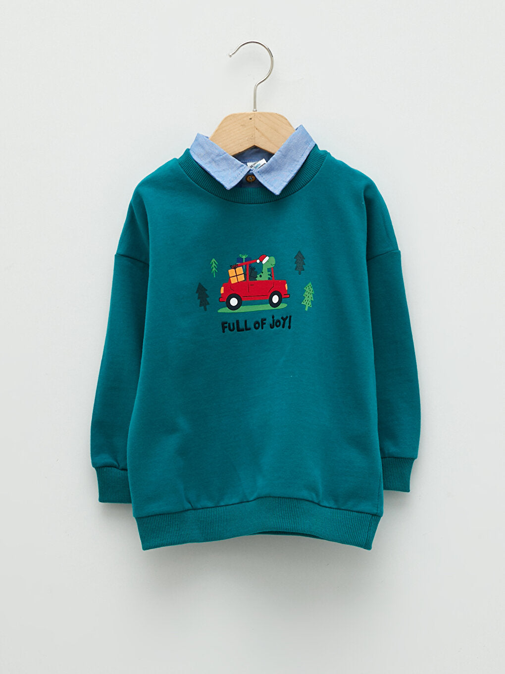 Shirt Collar Printed Long Sleeve Baby Boy Sweatshirt