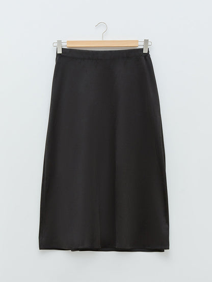 Straight A-Cut Suede Fabric Women's Skirt with Elastic Waist