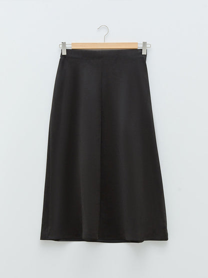 Straight A-Cut Suede Fabric Women's Skirt with Elastic Waist