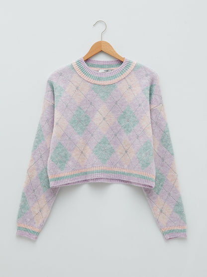 High Collar Patterned Long Sleeve Women's Knitwear Sweater