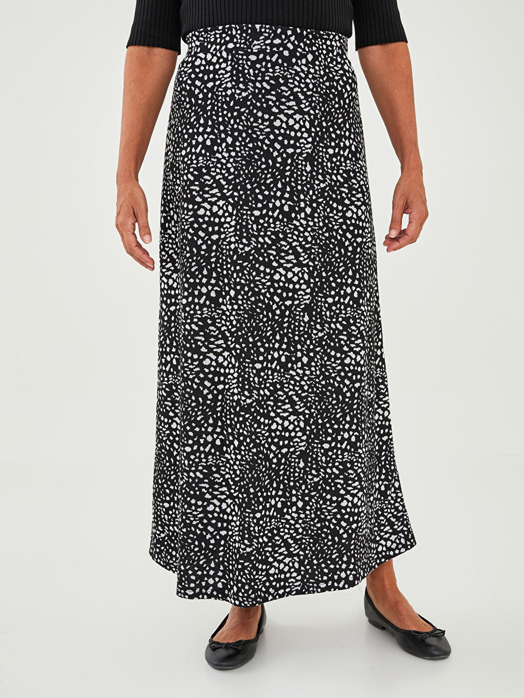 Patterned A-Line Ponte Fabric Women's Skirt with Elastic Waist