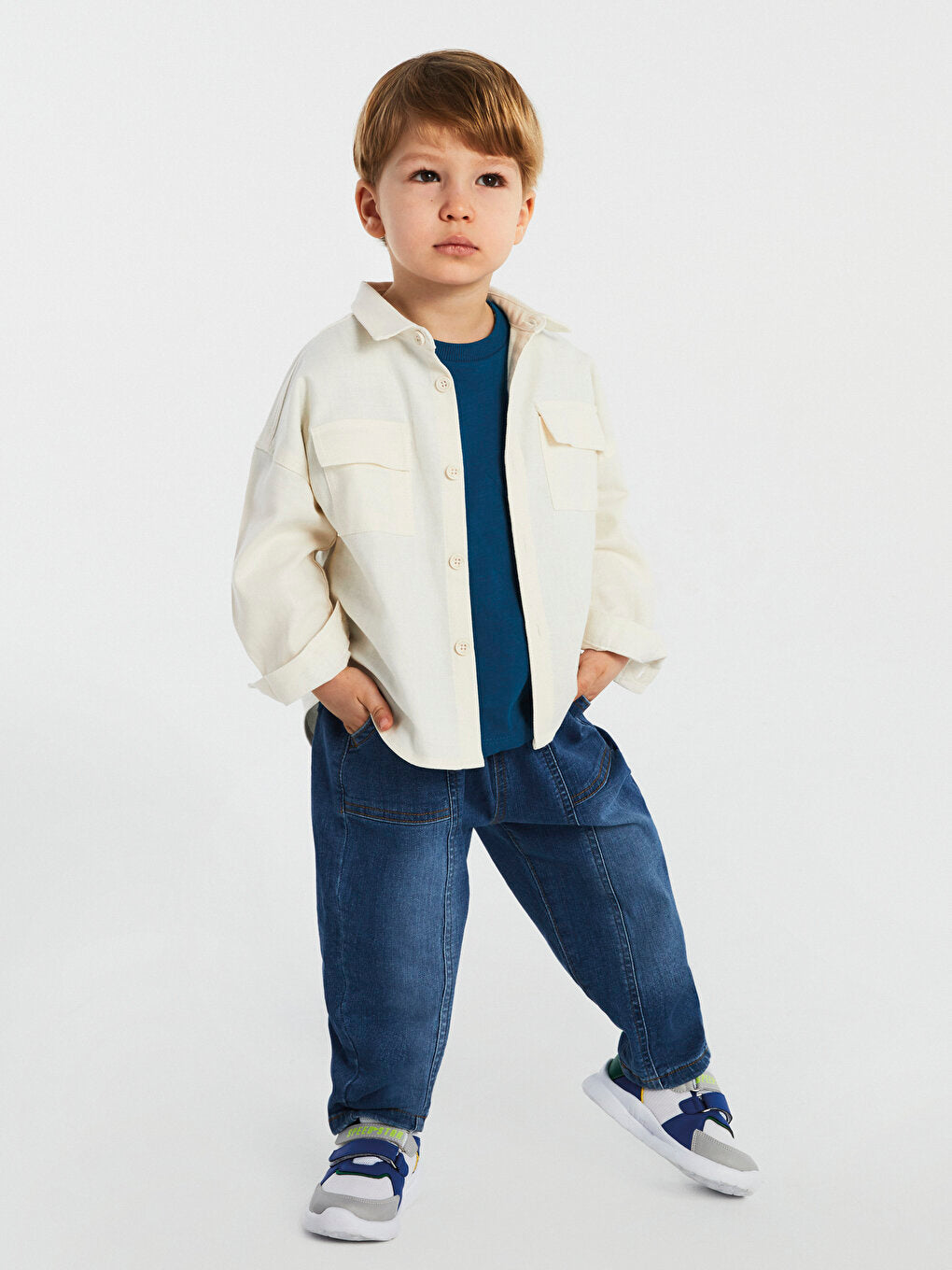 Elastic Waist Organic Cotton Baby Boy Jean Trousers