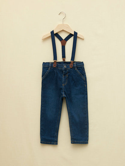 Basic Baby Boy Jean Pants and Trouser Suspenders 2-Piece Set