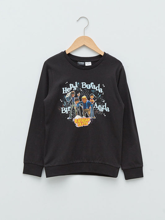 Crew Neck Galactic Crew Printed Long Sleeve Boy's Sweatshirt