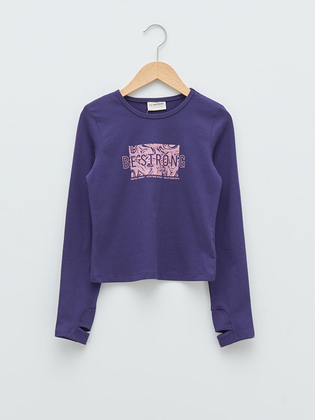 Crew Neck Printed Long Sleeve Girls' T-Shirt