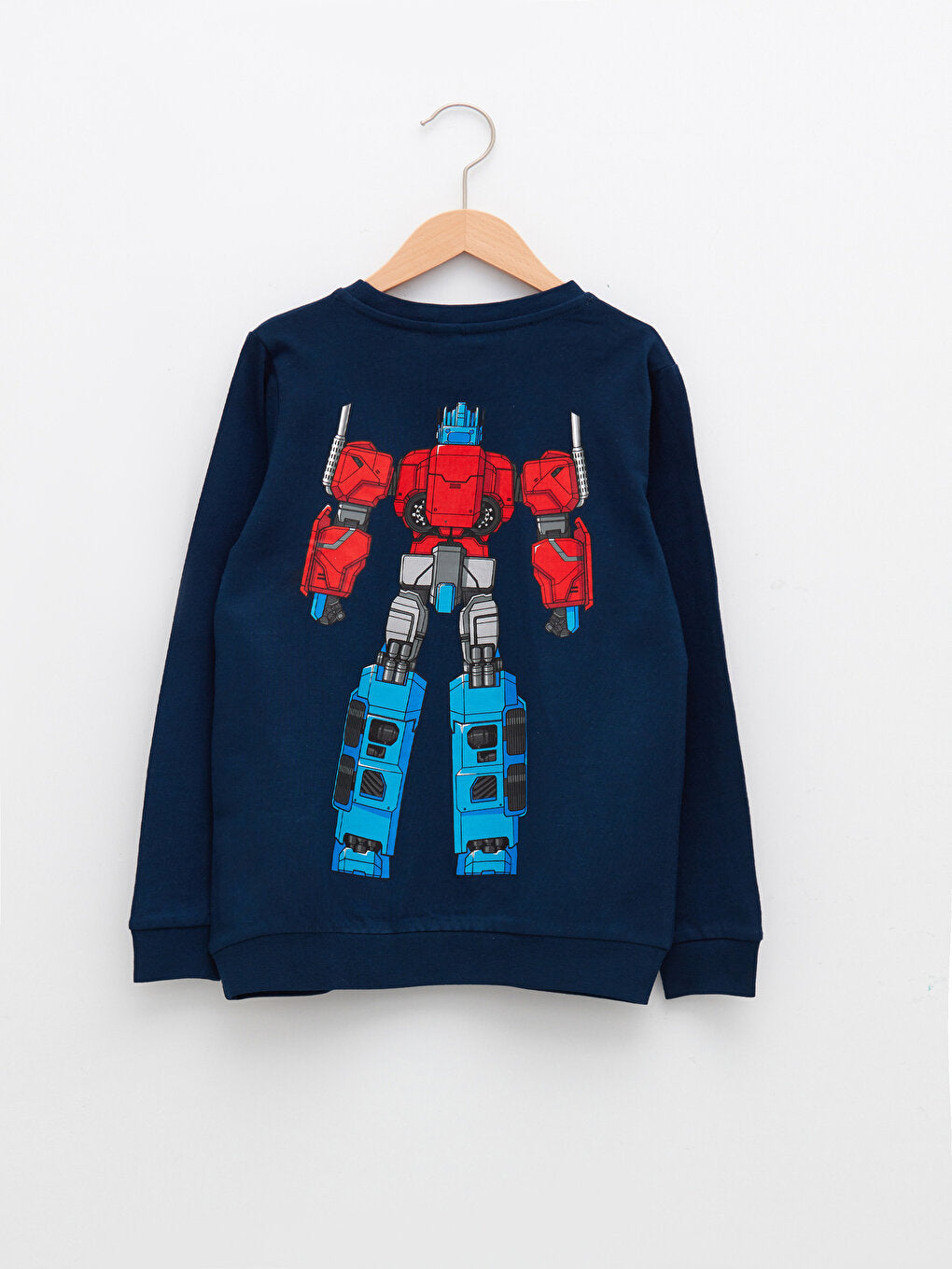 Crew Neck Transformers Printed Long Sleeve Boy's Sweatshirt