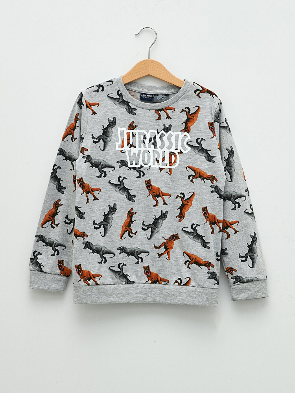 Crew Neck Jurassic World Printed Long Sleeve Boy's Sweatshirt