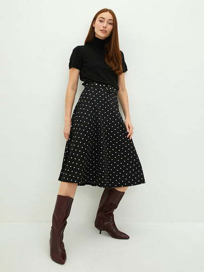 Belted Waist Polka Dot A-Line Women's Skirt