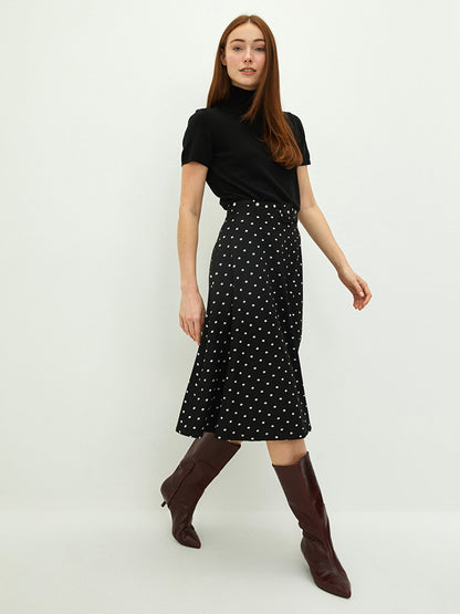 Belted Waist Polka Dot A-Line Women's Skirt