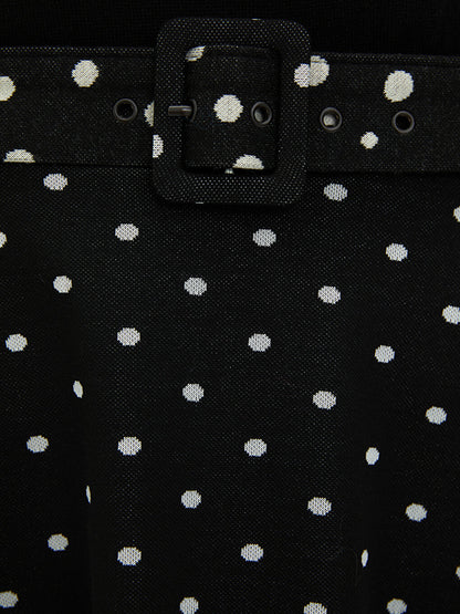 Belted Waist Polka Dot A-Line Women's Skirt