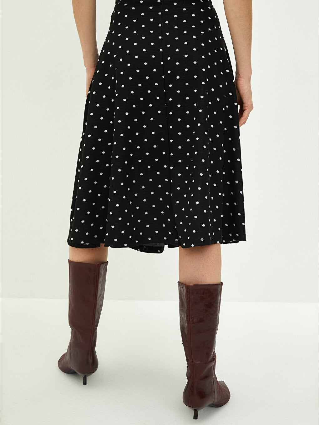 Belted Waist Polka Dot A-Line Women's Skirt