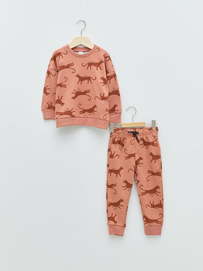 Crew Neck Long Sleeve Printed Baby Boy Sweatshirt and Jogger Pants 2-Piece Set