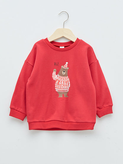 Crew Neck Long Sleeve New Year's Themed Baby Boy Sweatshirt