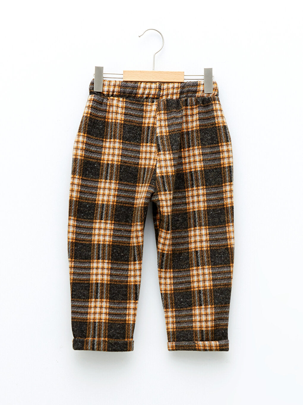 Plaid Patterned Baby Boy Sweatpants with Elastic Waist