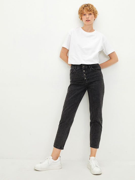 High Waist Slouchy Pocket Detailed Rodeo Women's Jean Trousers