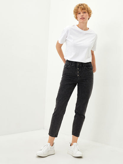 High Waist Slouchy Pocket Detailed Rodeo Women's Jean Trousers