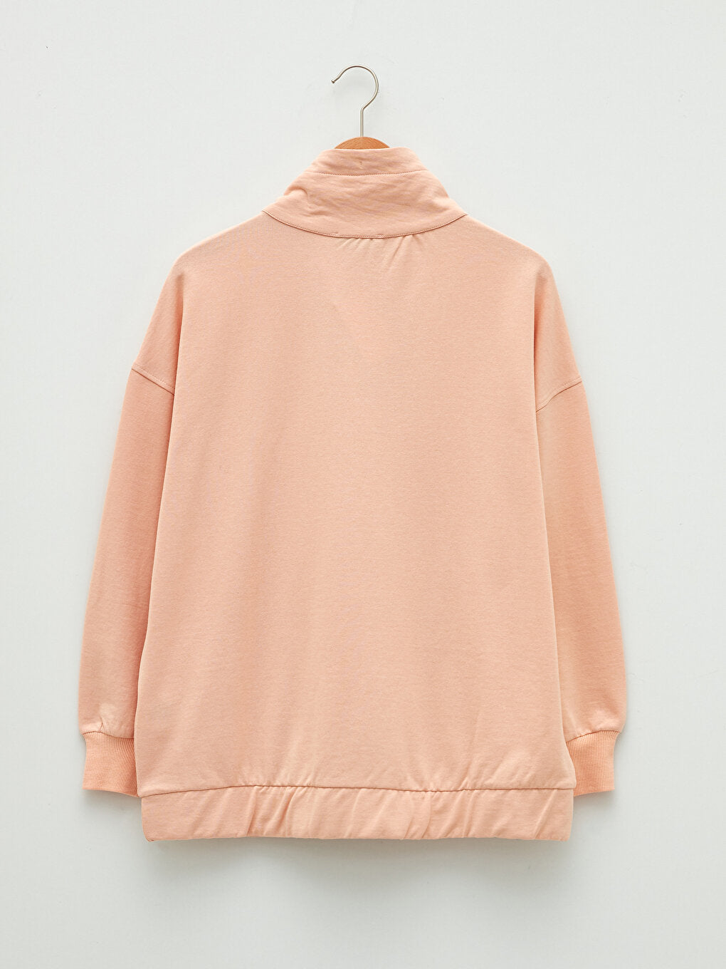 High Collar Plain Long Sleeve Women's Sweatshirt