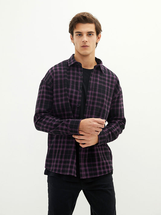 Oversize Long Sleeve Plaid Men's Lumberjack Shirt Jacket