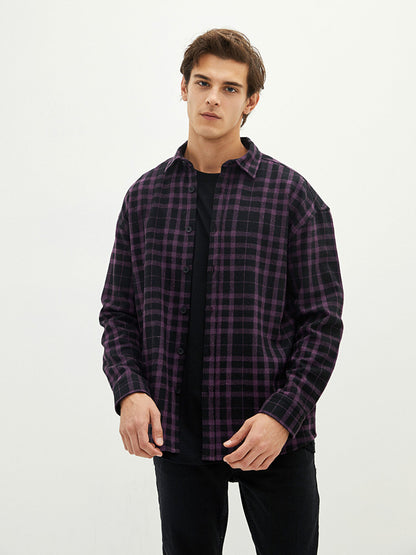 Oversize Long Sleeve Plaid Men's Lumberjack Shirt Jacket