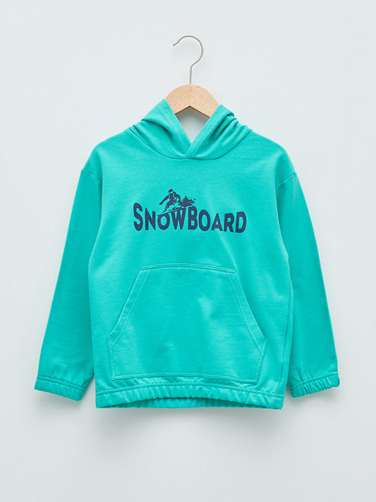 Hooded Printed Long Sleeve Boy's Sweatshirt